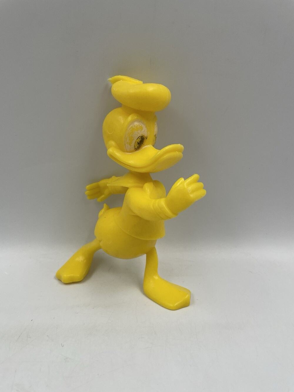 Vintage 70's Louis Marx Walt Disney Hard Plastic DONALD DUCK Toy Figure Yellow